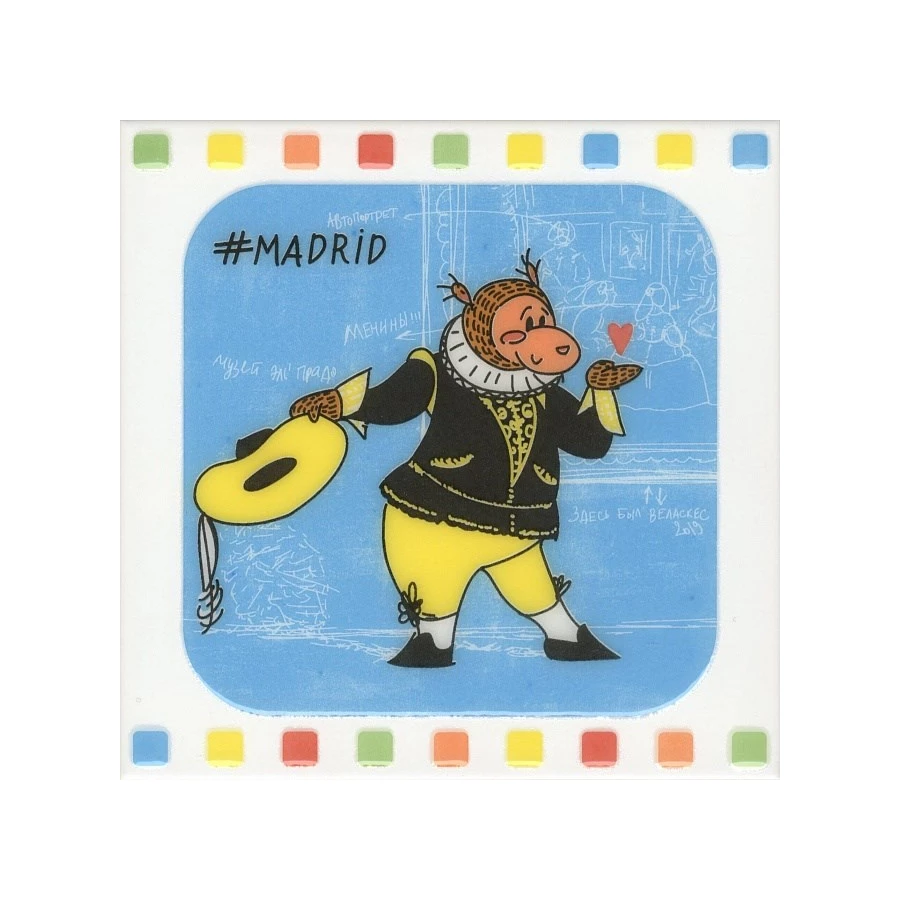 Плитка настенная Kerama Marazzi Большое путешествие Декор Madrid глянцевый голубой NT/A265/5009 20х20 см