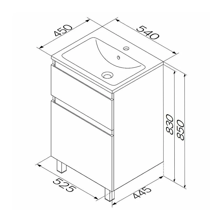 База под раковину Am Pm X-Joy напольная 2 ящика белый глянец M85AFSX0552WG 55 см