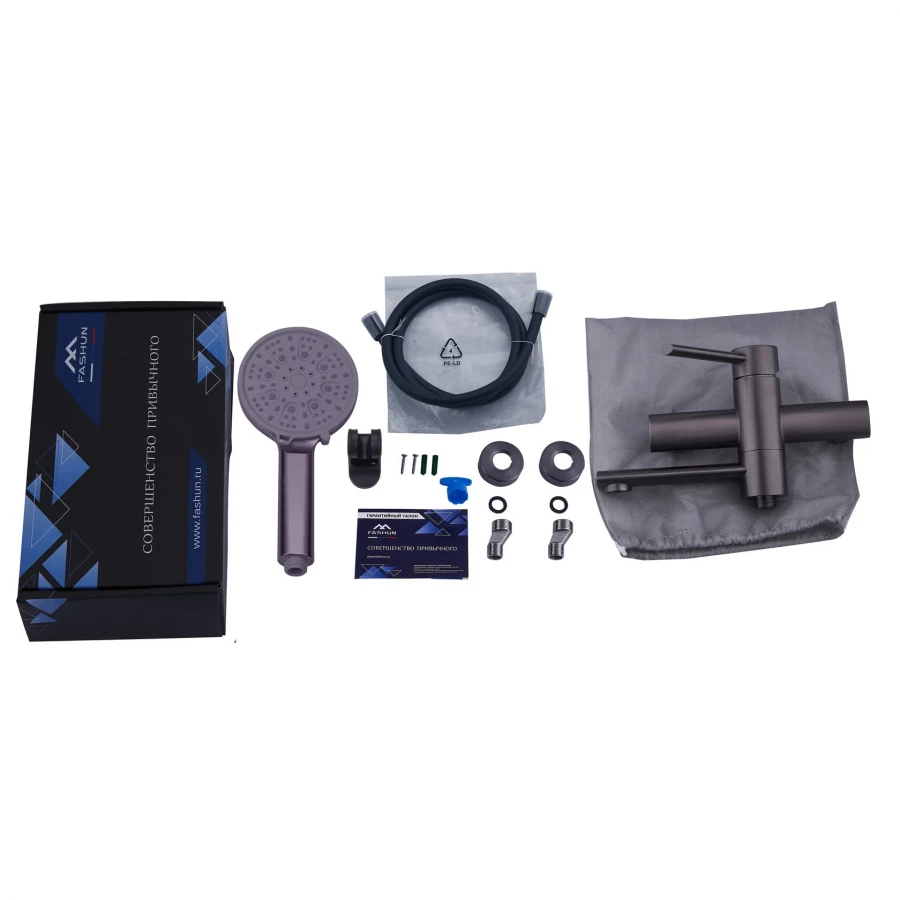 Смеситель Fashun для ванны с душевым гарнитуром графит A53034-17