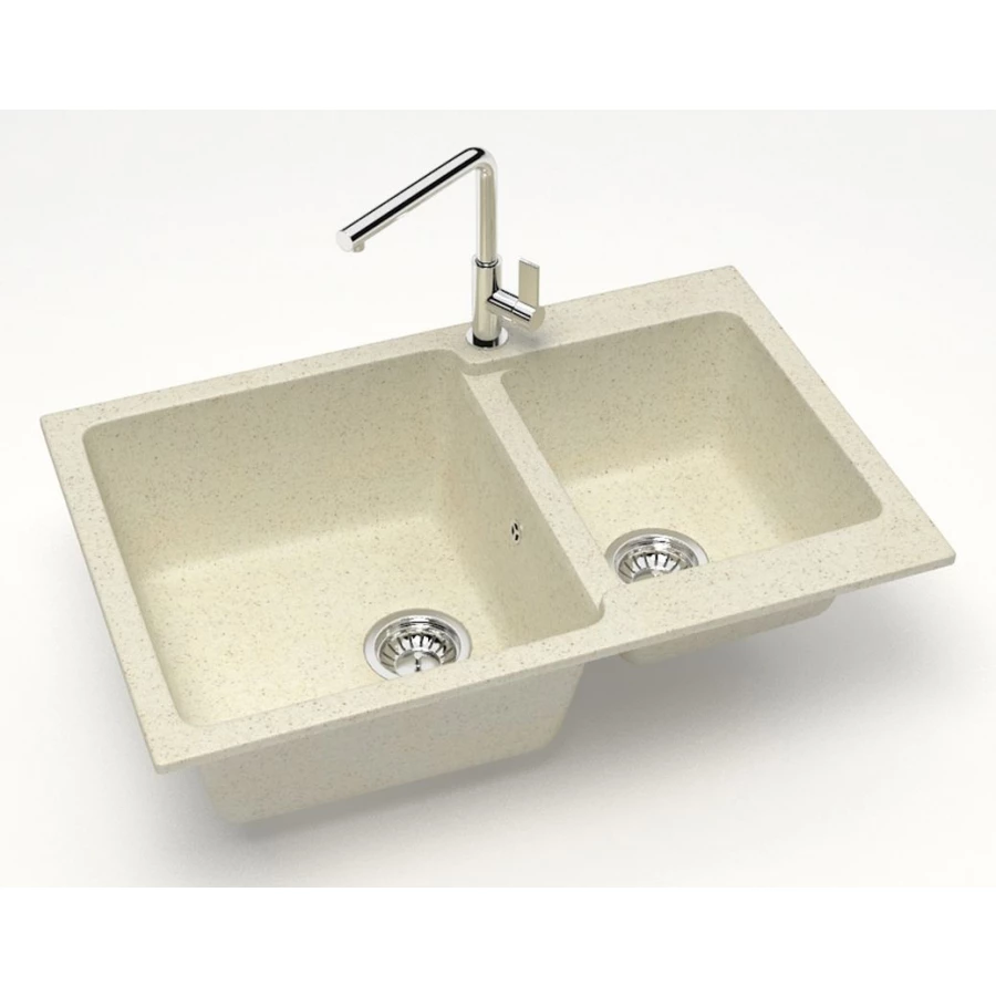 Кухонная мойка Azario Grand двойная искусственный мрамор цвет бежевый CS00079902 76.5х50х19 см