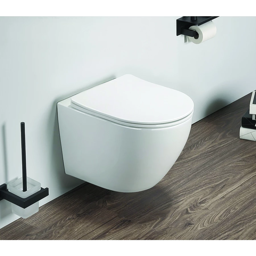 Унитаз подвесной Azario Grado безободковый в комплекте с сидением микролифт белый AZ-0046 SP 49х37х37 см