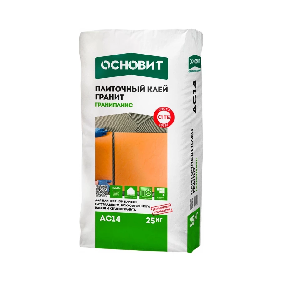 Плиточный клей гранит Основит ГранипликС АС14 С1ТЕ 76052 25 кг