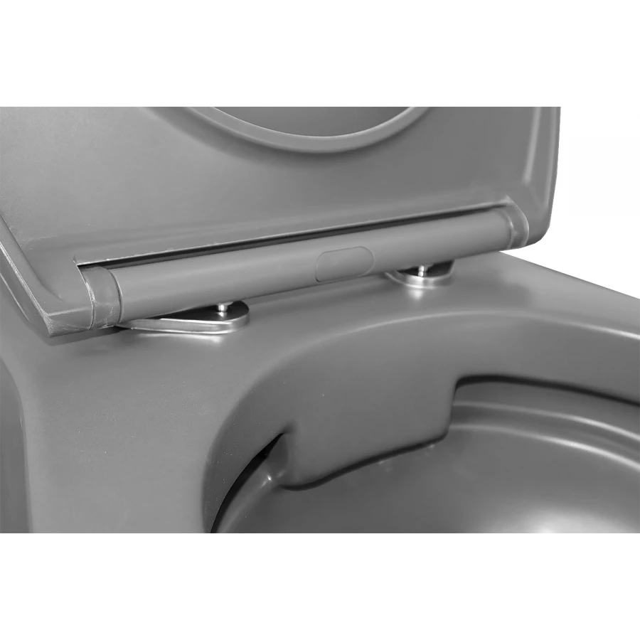 Унитаз подвесной Azario Keras безободковый с быстросъемным сиденьем микролифт серый матовый AZ-99046G 37х52х36 см