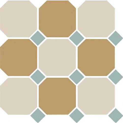 Керамогранит TopCer Оцтагон Нев Вхите Ыеллов Туркьюуоисе Дотс / Octagon New 4416+03 White 16 Yellow 03 Turquoise 13 Dots матовый бежевый OCT16/03 DOT13-B 30x30 см