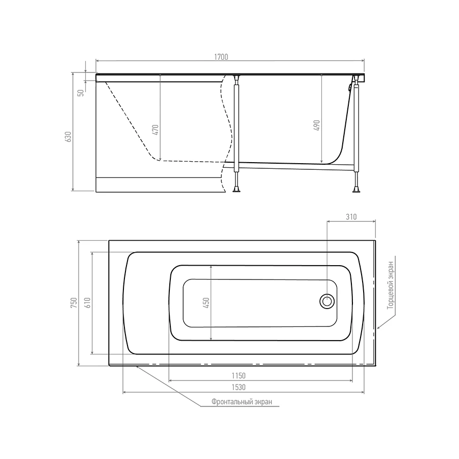 Акриловая ванна Timo Ritta RITTA1775 170x75x63 см
