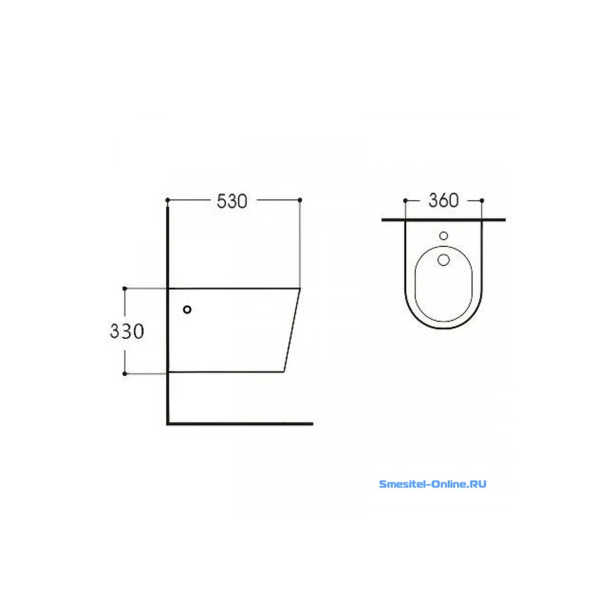Биде Aquatek Вега подвесное серый матовый AQ1057-MG 53x36x32.6 см
