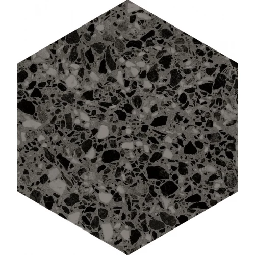 Керамогранит DNA Tiles Терраззо Грапхите / Terrazzo Graphite матовый серый 123381 37х37 см