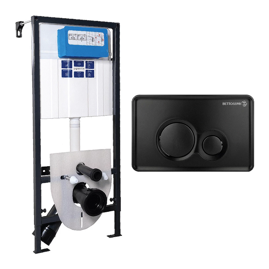 Инсталляция Bettoserb Sava Fix Slim в комплекте клавиша смыва черный матовый SET40006459