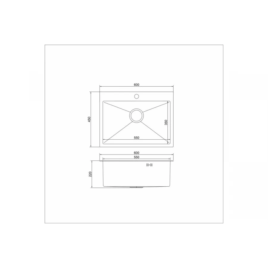 Мойка MixLine PRO настольный монтаж вып 3 1/2 22 см с сифоном черный графит 547236 60х45 см