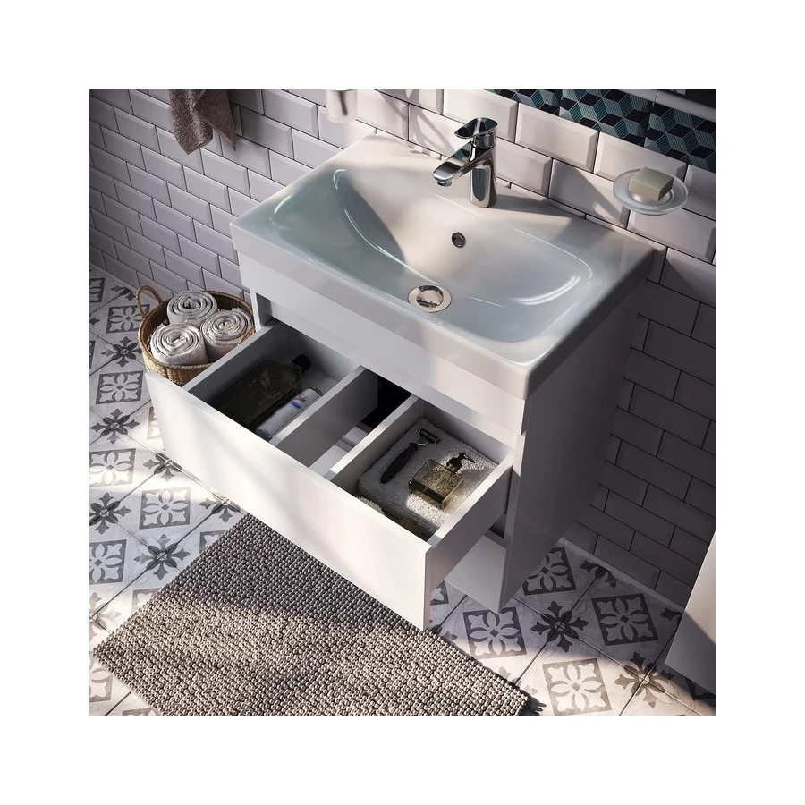 Тумба с умывальником Iddis Zodiac подвесная с ящиками белая под умывальник 3506000i28 ZOD6CB0i95K 60 см