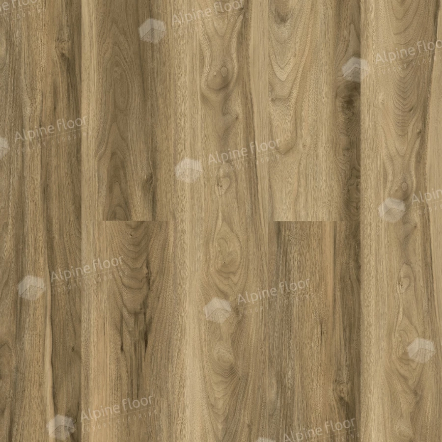 Каменно-полимерная плитка SPC Alpine Floor Nut Орех Ногал Классик светло-коричневая ECO 22-3 MC 43 класс 4 мм