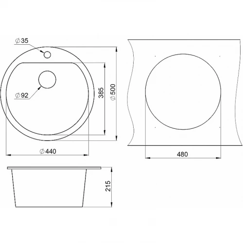 Кухонная мойка Granula 5101, АЛЮМИНИУМ 50х50 см