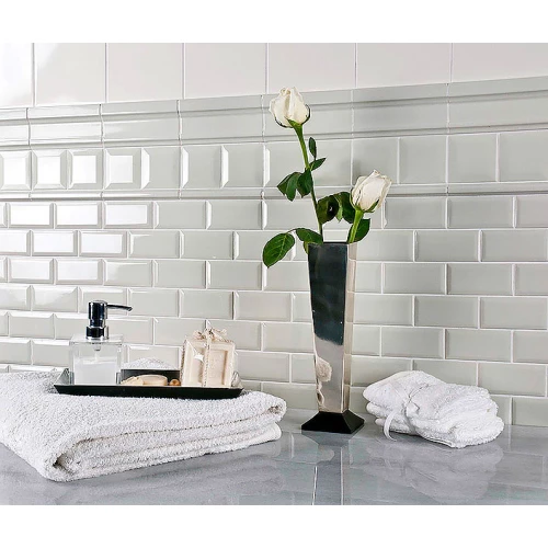 Плитка настенная Adex Neri Biselado Pb Blanco Z глянцевая белая ADNE2019 15х7,5 см