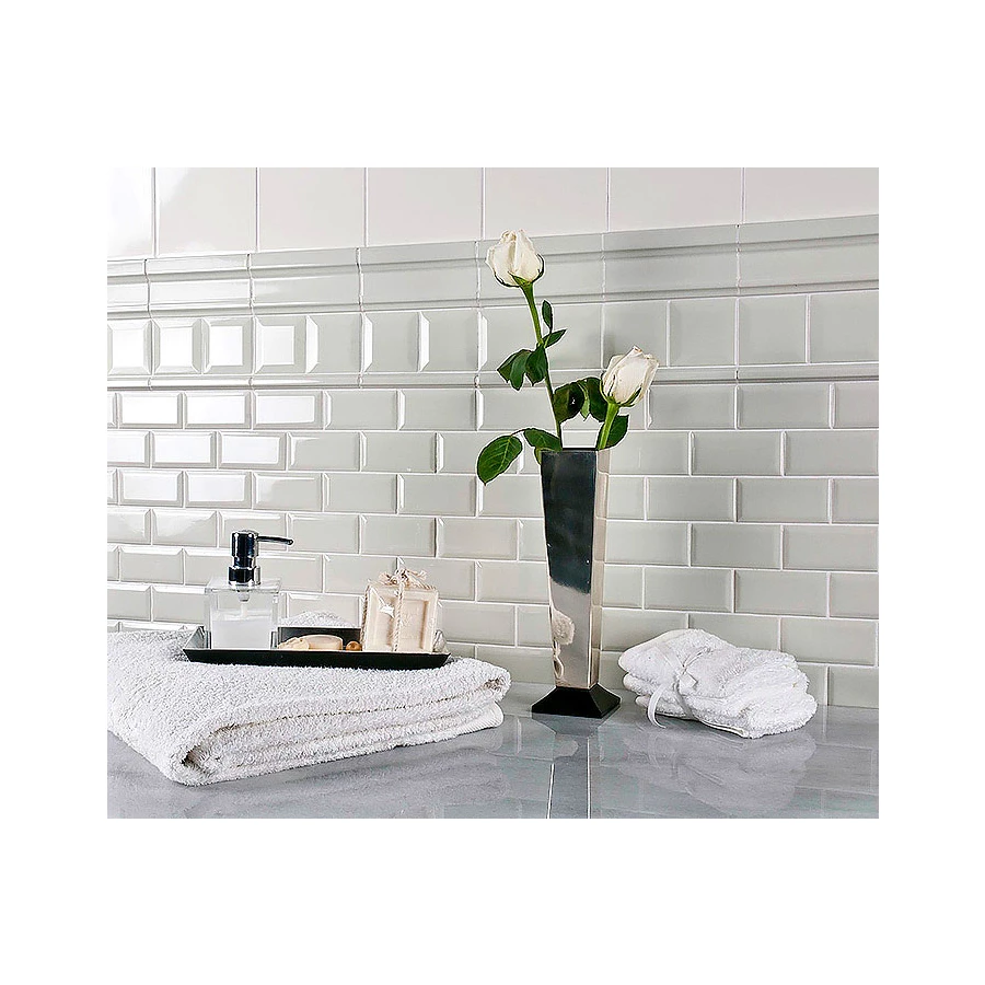 Плитка настенная Adex Neri Biselado Pb Blanco Z глянцевая белая ADNE2019 15х7,5 см