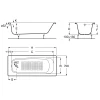 Ванна чугунная Roca Continental без покрытия 7.2129.0.300.R 150х70 см