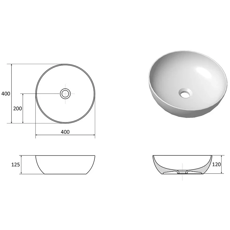 Умывальник Ravak Uni 400 Slim керамический белый 40x40 см