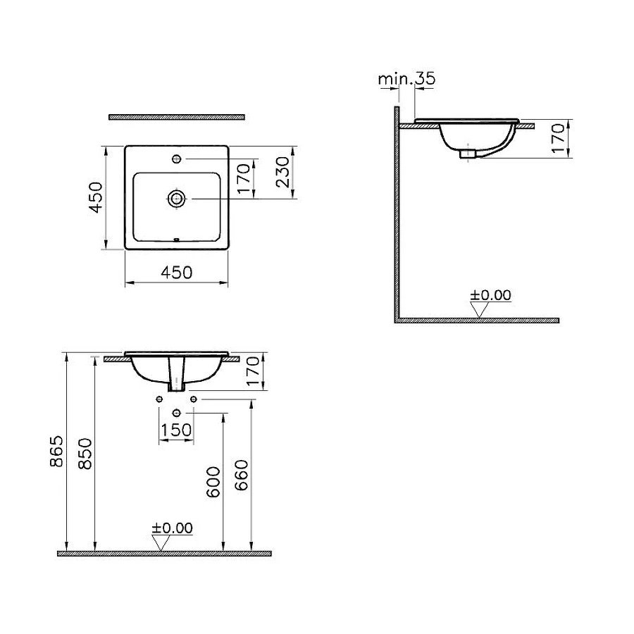Раковина VitrA S20 5463B003-0001 45x45 см