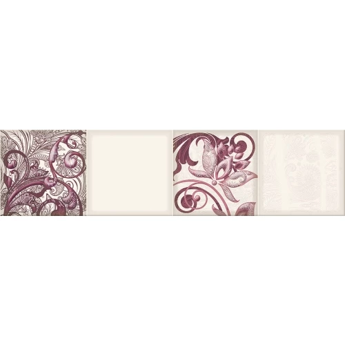 Плитка настенная Eletto Ceramica Faenza Wine Ornament Frise 3 глянцевая белая 586842005 63х15,6 см