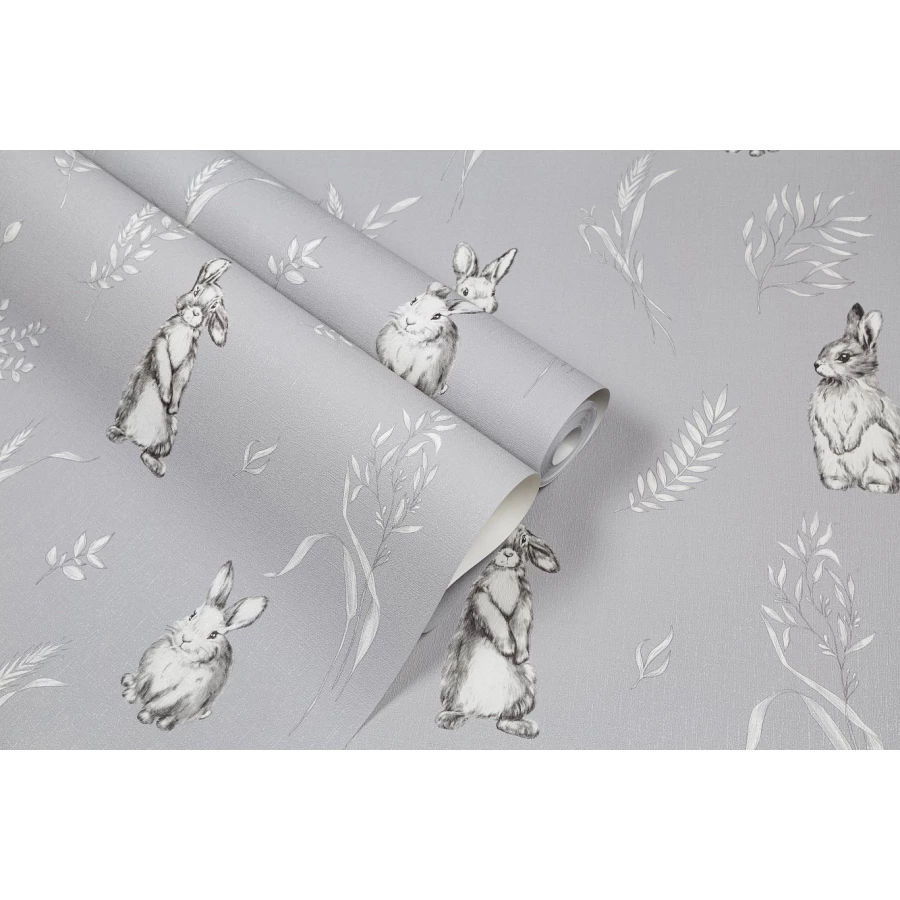 Обои флизелиновые VOG Collection Funny Bunny серые VV72059-41 1,06х10,05 м