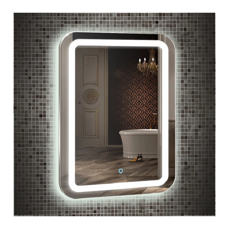 Зеркало Azario Мальта New c подсветкой и диммером сенсорный выключатель подогрев часы внешней настройки LED-00002380 55x80 см