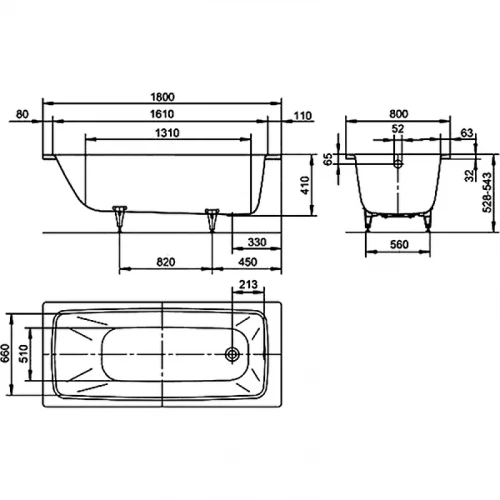 Стальная ванна Kaldewei Cayono standard mod 751 275100010001 180x80 см