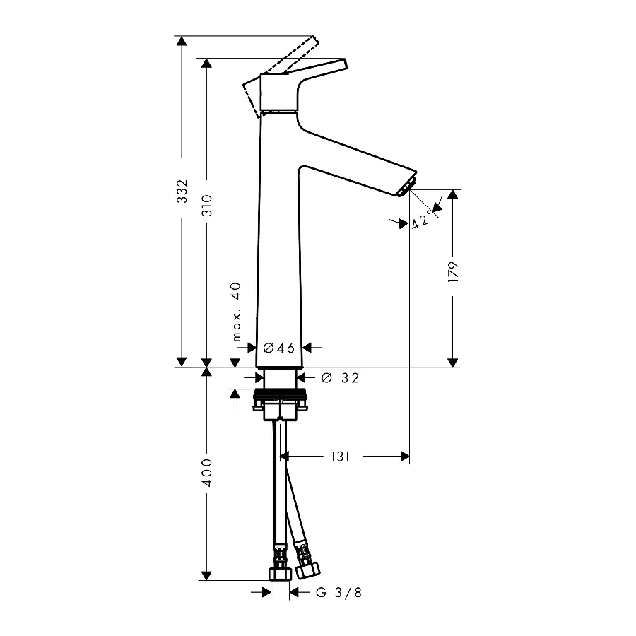 Смеситель для раковины Hansgrohe Talis S 190 однорычажный без сливного набора хром 72032000
