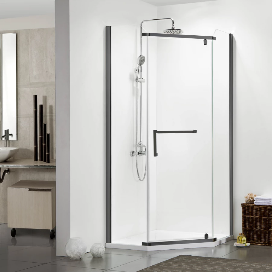 Душевое ограждение Azario Edmonton стекло прозрачное 8 мм профиль черный AZ-NNC3231-1 900 black 90х90х200 cм