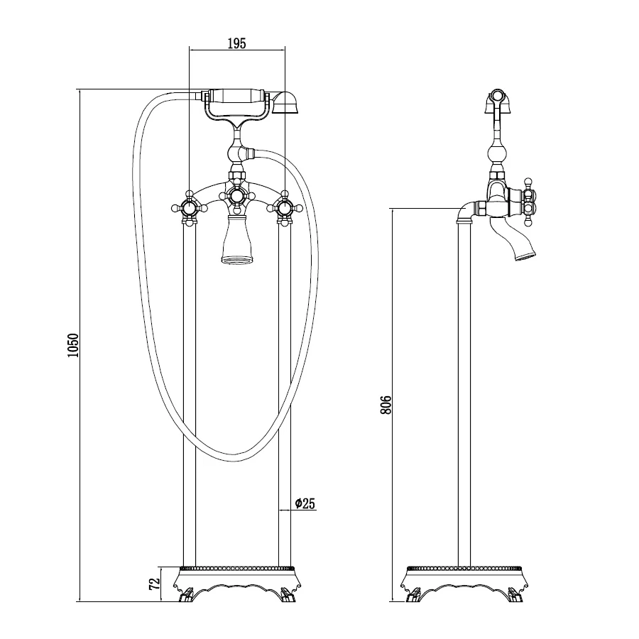 Смеситель Abber Klassik AF8415 напольный, хром