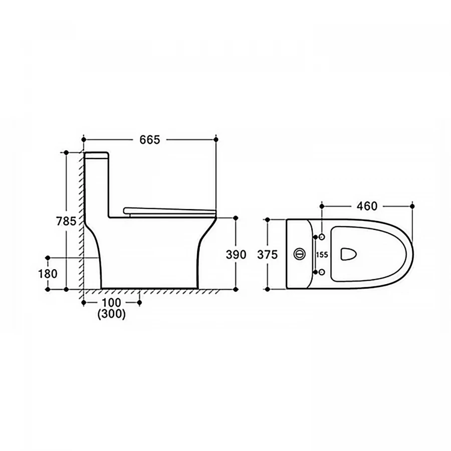 Унитаз-моноблок с функцией биде Azario Sente напольный безободковый горизонтальный слив сиденье дюропласт микролифт AZ-8614B 37.5х66.5х78.5 см