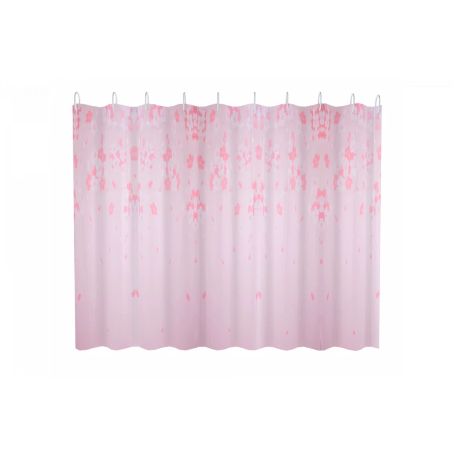 Шторка для ванны Fashun розовая с цветочным орнаментом A8818