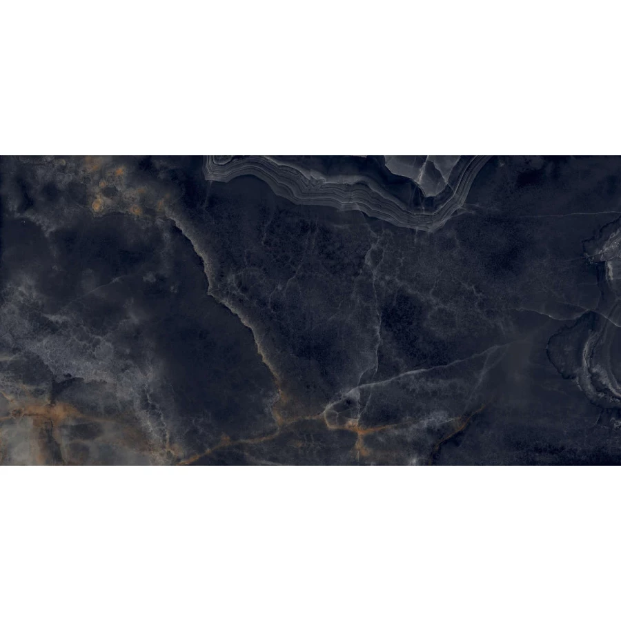 Керамогранит Laparet Interstellar Black глянцевый чёрный 160х80 см