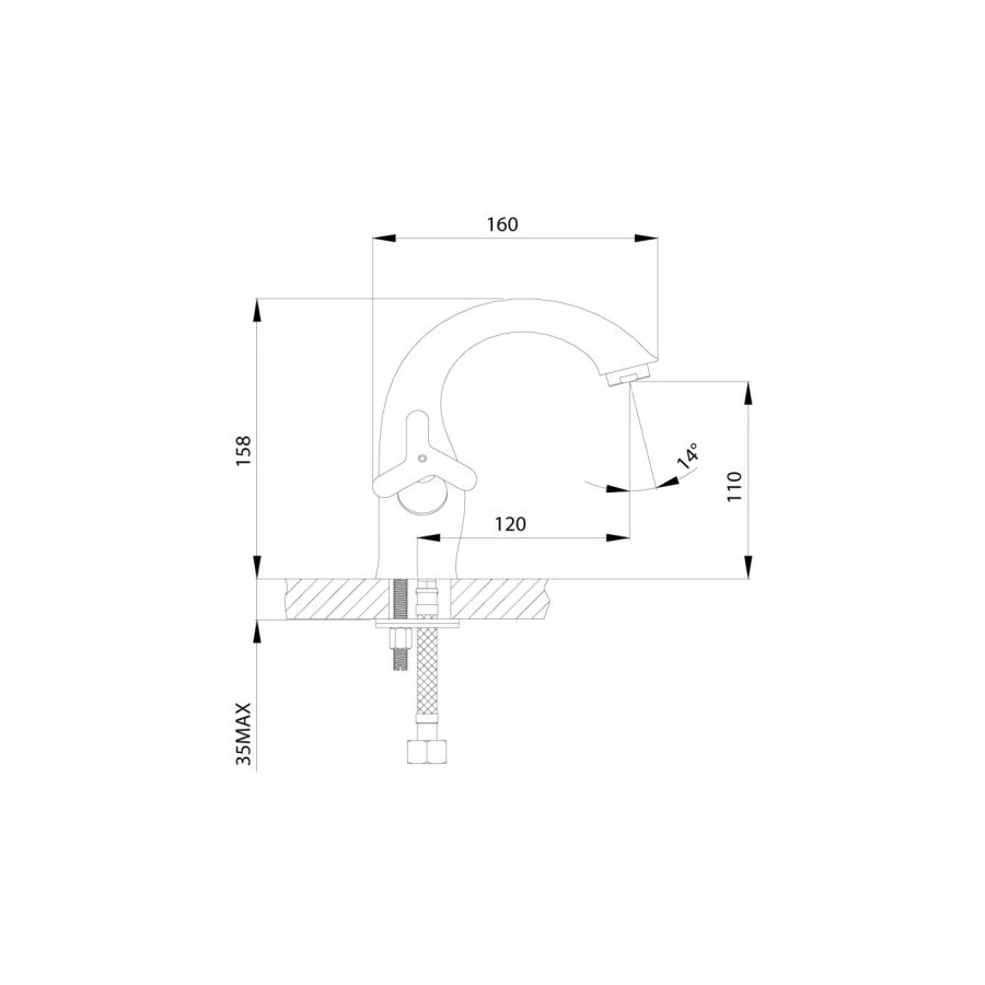 Смеситель для раковины Rossinka RS40 RS40-61 хром