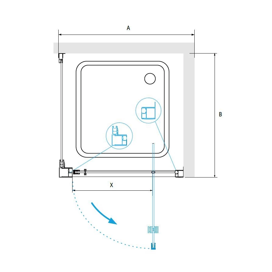 Душевой уголок RGW PA-135-1 PA-105 + Z-060-1 Прозрачное 4108135199-011 900x900 мм