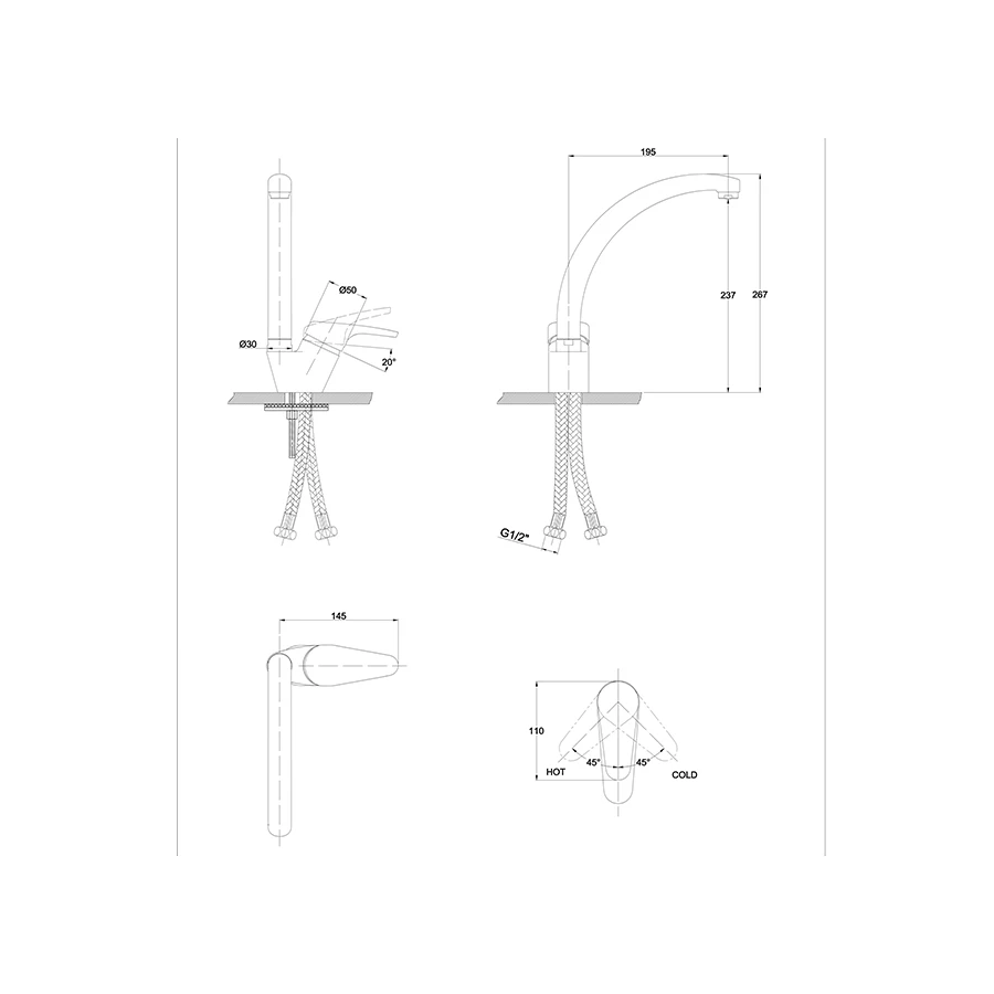 Смеситель для кухонной мойки Kaiser County 55244 хром