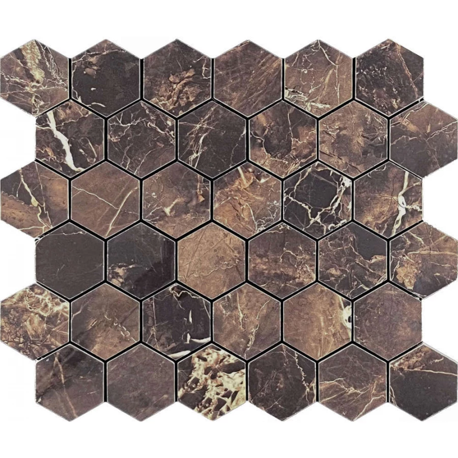 Мозаика Velsaa Mosaic Copper Slab Black Mosaic Hexagone 32,2х30,9 см
