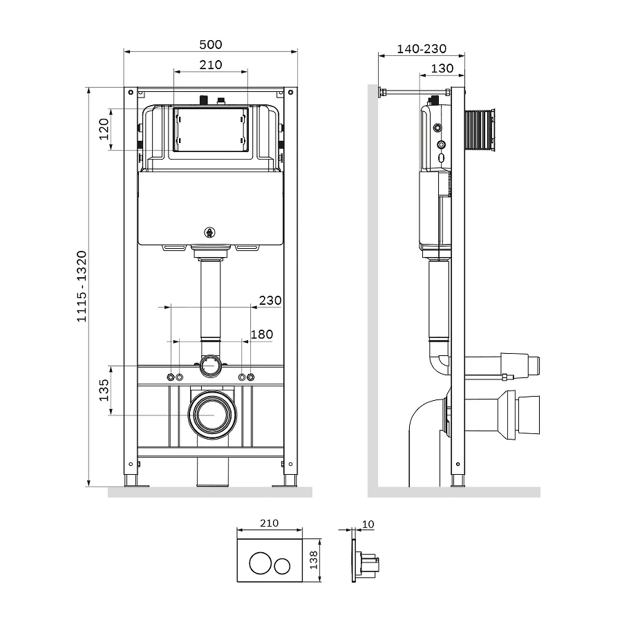 Инсталляция для подвесного унитаза Am Pm Pro с пневматической клавишей Pro L I012704.9038