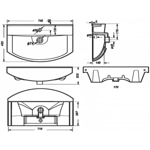 Умывальник Sanita Luxe Best 75 BST75SLWB01