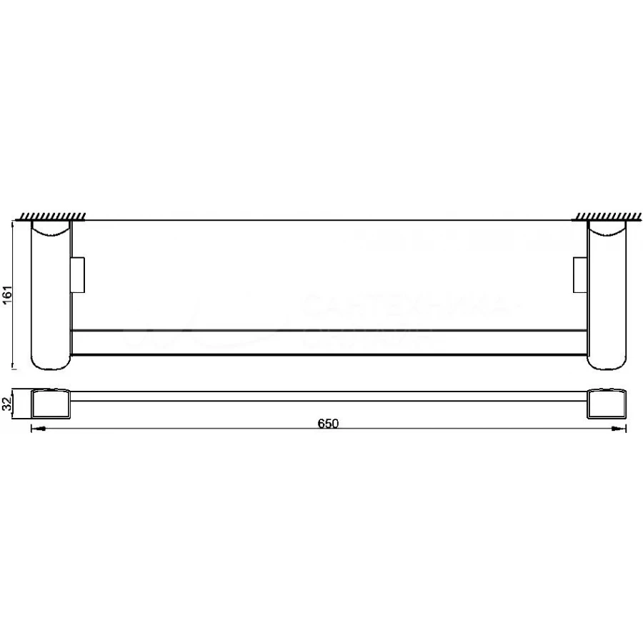 Полка стеклянная с бортиком Rush Thira TR36611