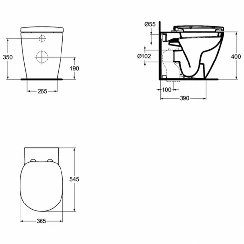 Унитаз приставной Ideal Standard Connect без крышки E803401