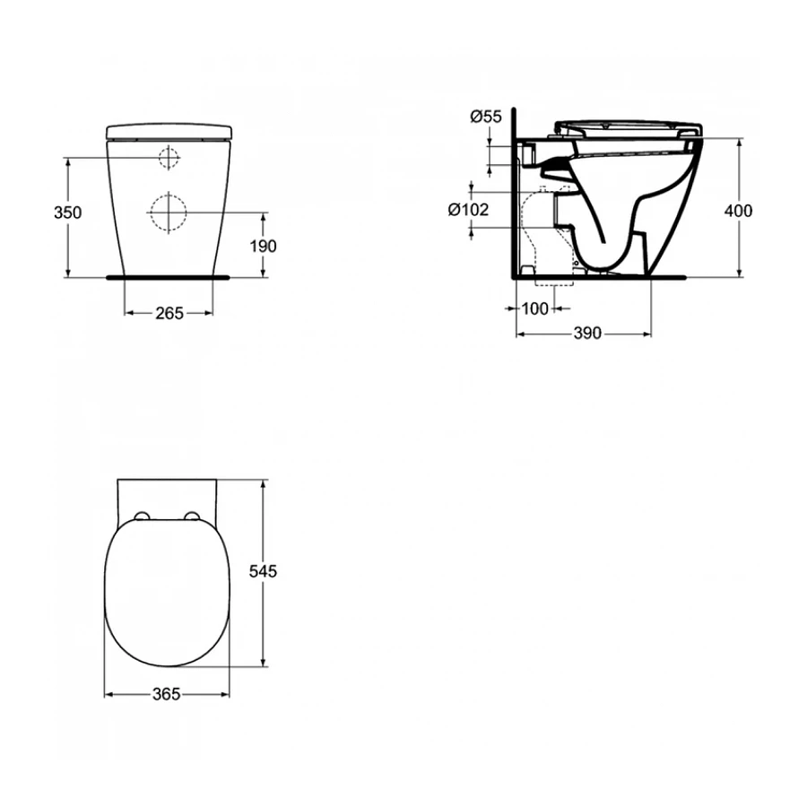 Унитаз приставной Ideal Standard Connect без крышки E803401
