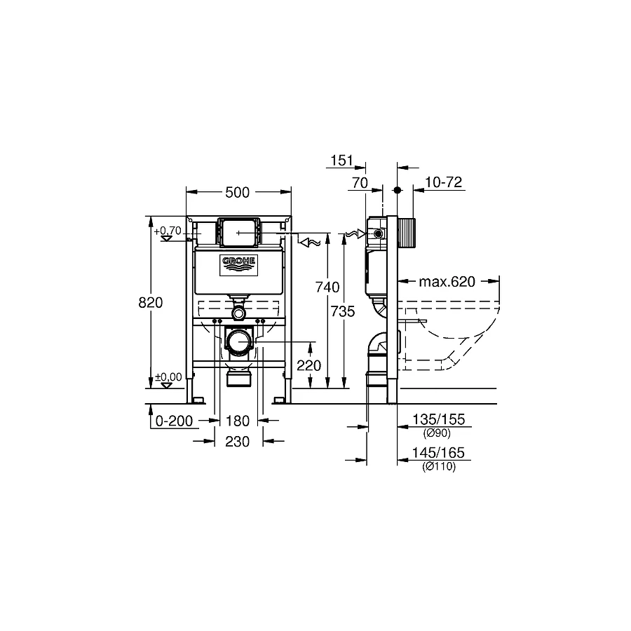 Инсталляция для унитаза Grohe Rapid SL 38526000
