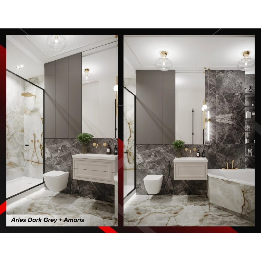 Керамогранит Bonaparte Arles Dark Grey Pol Rect серый 120х60 см