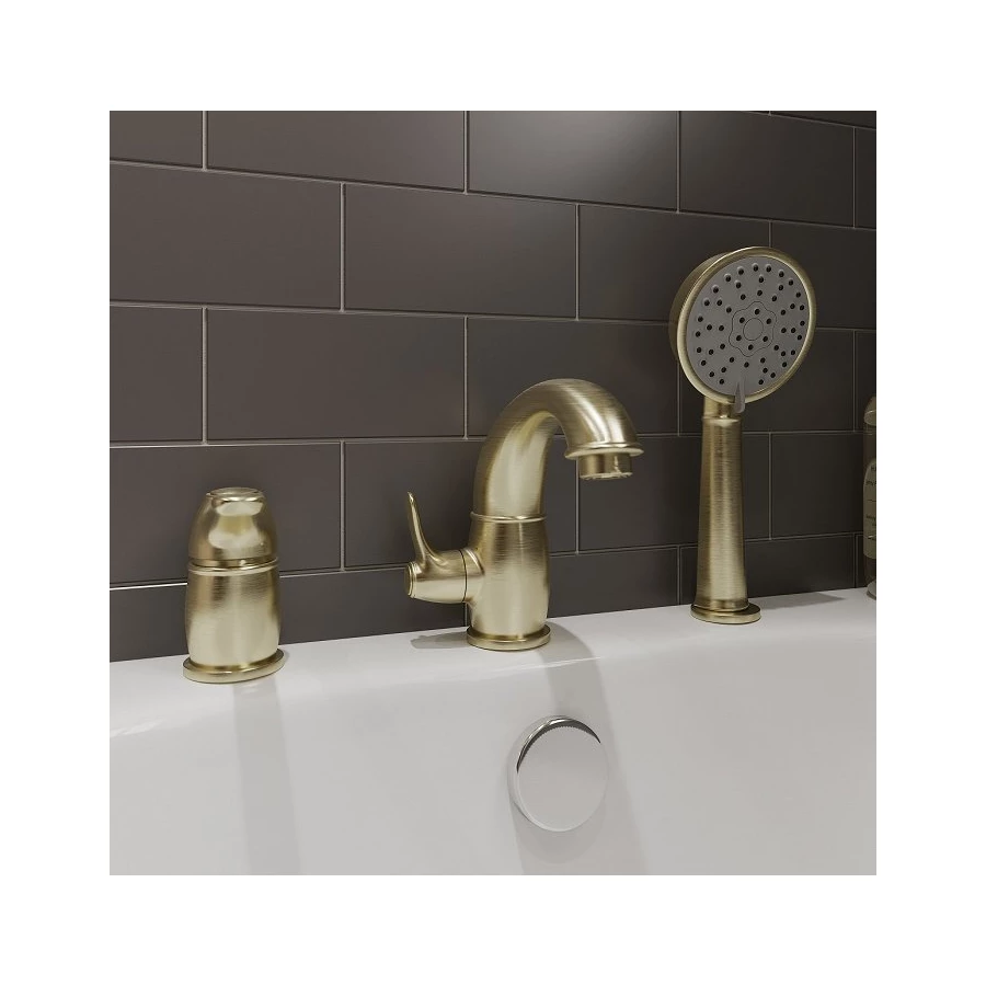 Смеситель на борт ванны Iddis Oldie на 3 отверстия с керамическим дивертором OLDBR30i07 бронза