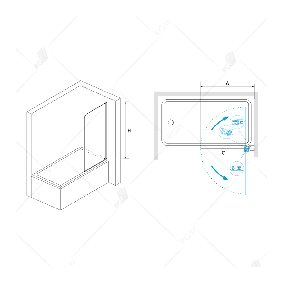 Шторка на ванну RGW SC-01 03110108-11 800 прозрачное