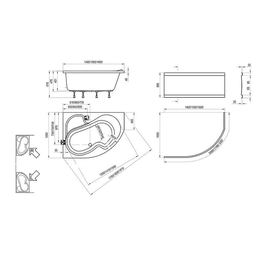 Ванна Ravak Rosa I L CI01000000 140x105 см