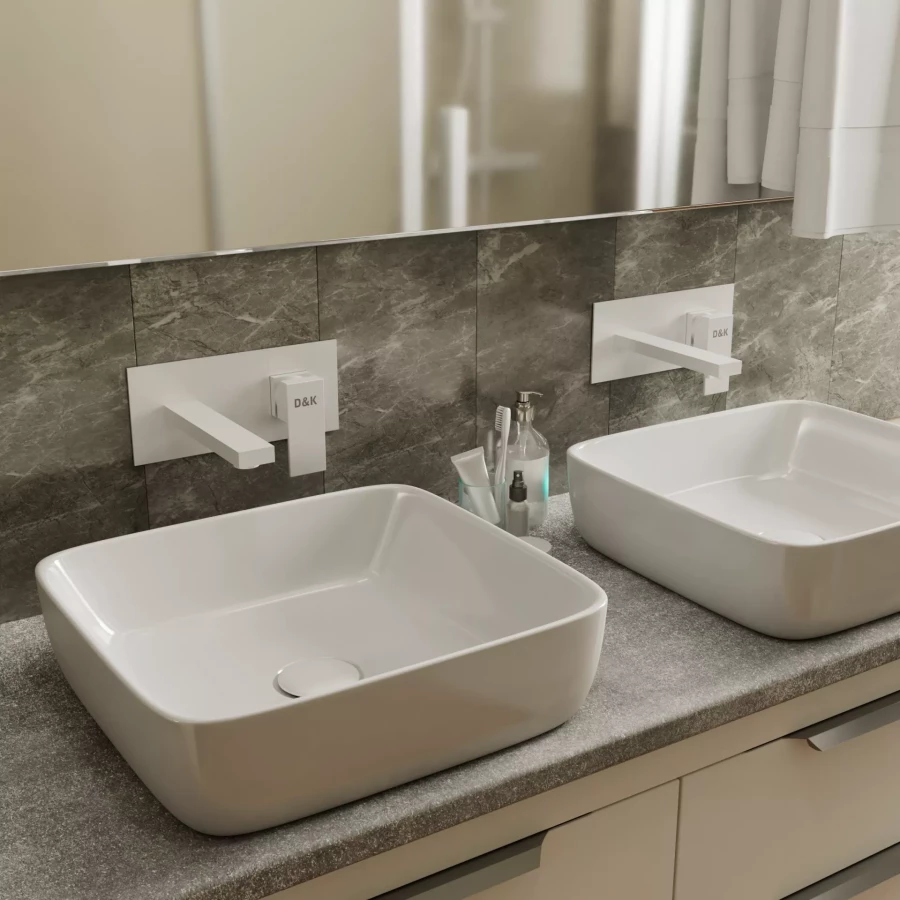 Смеситель для раковины D&K Bayern.Liszt встраиваемый настенный матовый белый DA1514408