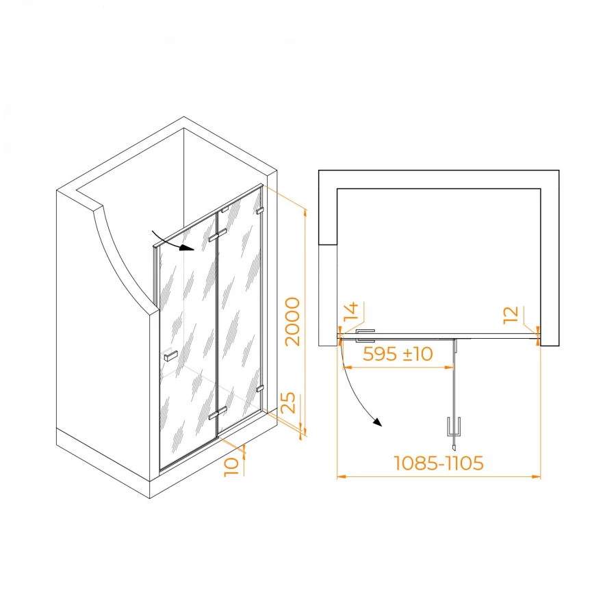 Душевая дверь RGW SV-004Gr Матовое Сатинат 353200411-210 1100 мм