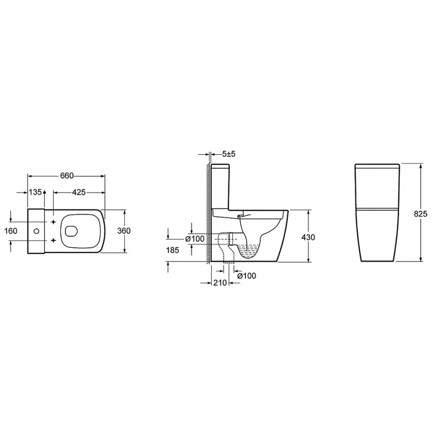 Чаша напольного унитаза Lavinia Boho Aveo Rimless плотно к стене 3306212R
