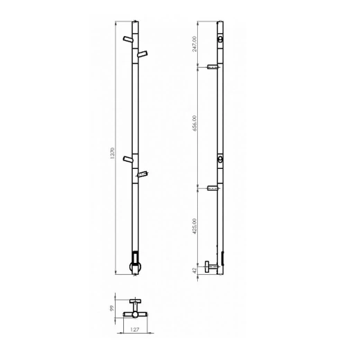 Полотенцесушитель электрический Gloss&Reiter Primum PRIMUM.E2.L15kh140.H4.timer.Black-Chrome 15х140 см