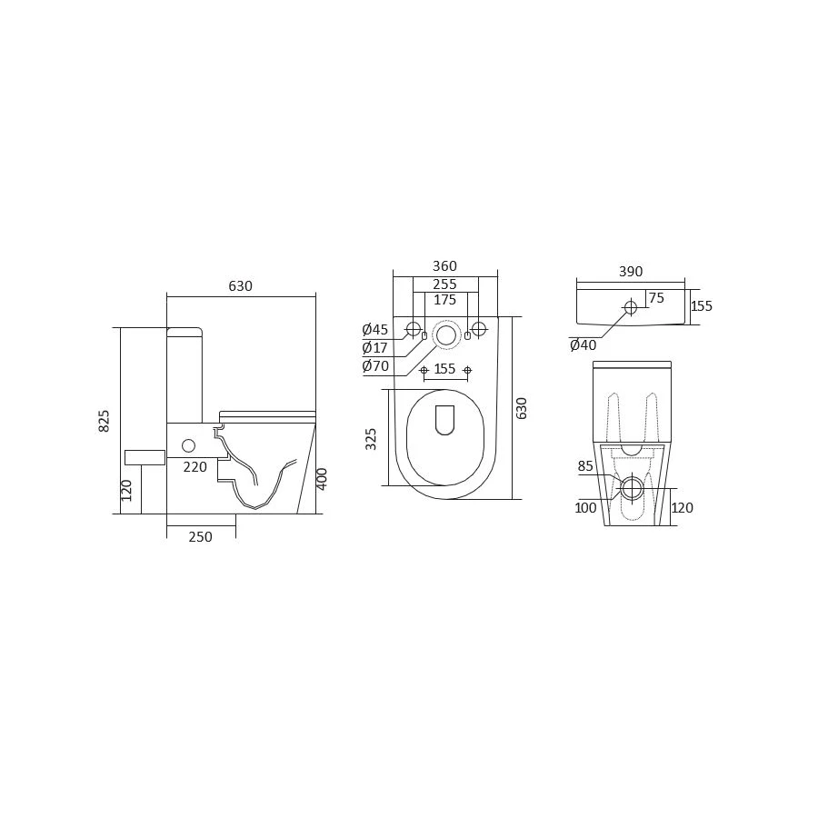 Унитаз Aquatek Европа напольный безободковый с бачком горизонтальный выпуск AQ2903WS-00 82,5х39 см
